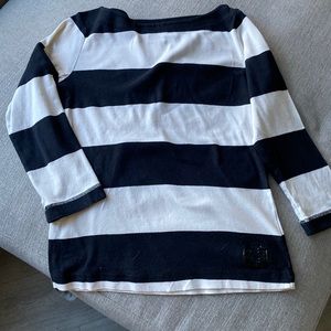Tory Burch long sleeve top Black and White Stripe Size L